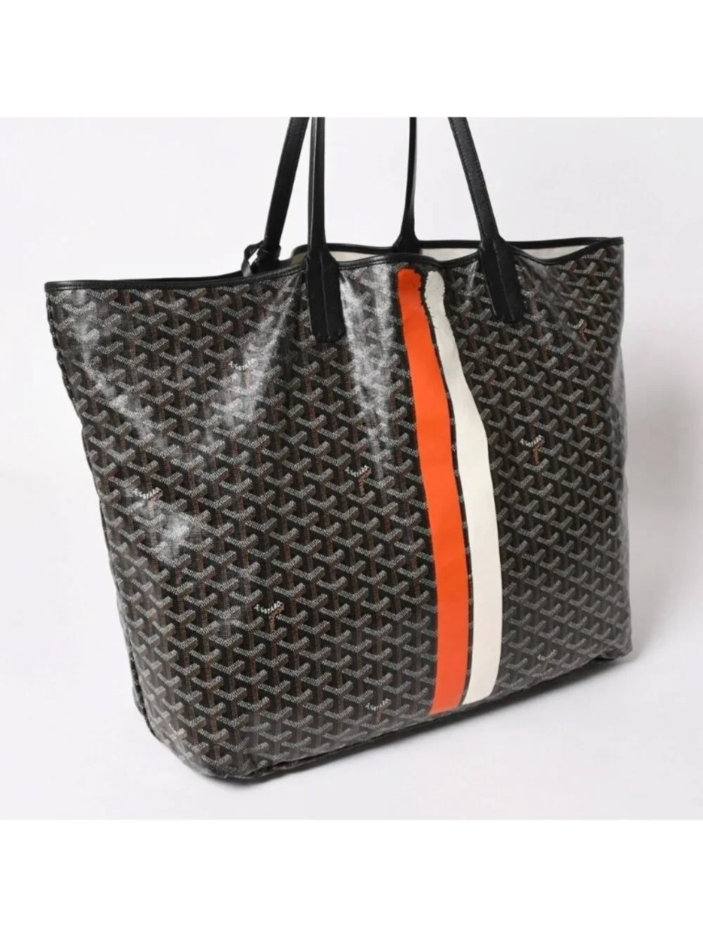 Goyard Super Rare Saint Louis XXL Tote Bag Leather Black Markage Herringbone